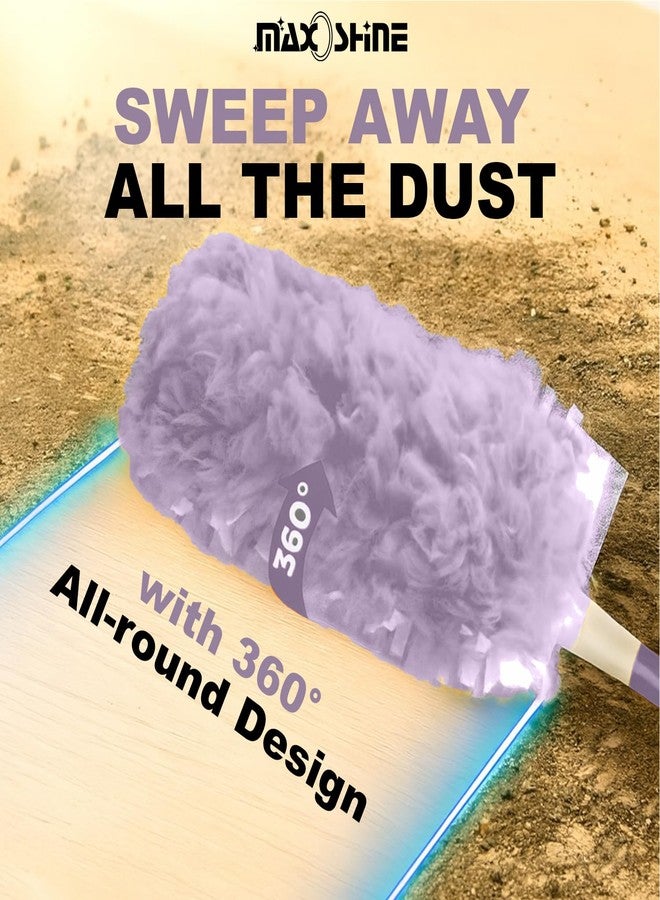 MAXOSHINE Microfiber Feather Duster for Home Cleaning with 5 Refills-Multipurpose Dusting Brush with Bendable Head Ideal for Cleaning AC Vents Car Blinds Furniture Hard-to-Reach Gaps (Purple, Small Handle) - Image 5